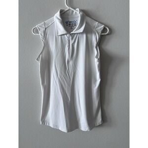 IBKUL White  Sleeveless Polo Golf Shirt 1/4 Zip Collared Womens XS Pickleball